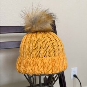 Sunny Knit Hat with Faux Fur Pom-Pom for Kids
